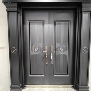 Luxury Villa Exterior Doors Commercial Swing Iron Gates Modern Entry Double Safty Doors for Residential Main Entryway