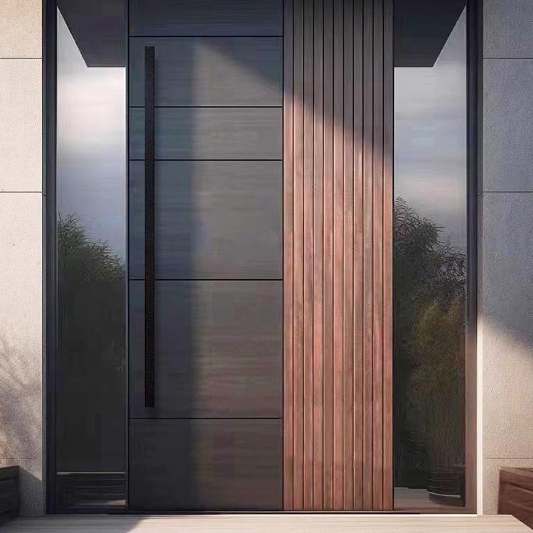 French Wrought Iron Style Side Glass Villa Pivot Door
