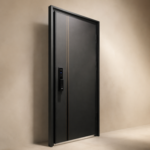 Anti Theft Smart Entry Door Digital Keypad Modern Black Exterior Front Door