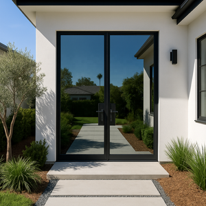 Customized Aluminum Double Glass Swing Doors Heavy Duty Thermal Break Soundproof Security Front Entrance Door For Hotel House