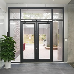 OUTUS Commercial Shop Front Door Aluminum Entry Doors Double Swing Glass Entry Door