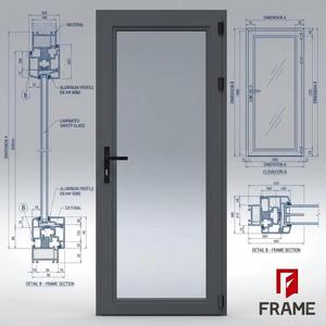 Aluminium Door Single Double Glass Indoor Single Casement Swing Door