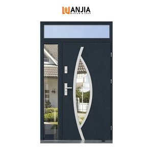 Large Scale Manufacturer Front Door with Top Lights Charcoal Grey Aluminum Pivot Door