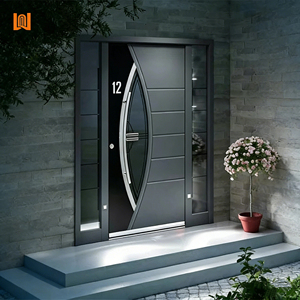 Modern Style Main Entrance Door Aluminum Double Glazed Glass Front Entry Doors Against Theft