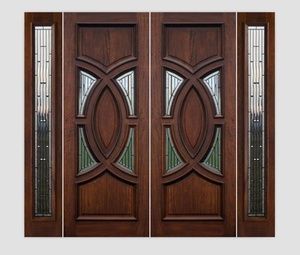Luxury High Quality Double Entry Wood Doors With Side Panels