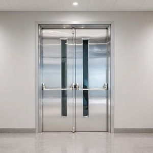 Stainless Steel Fire Door With Panic Bar Quick Release Exit Device Vertical Rod Vision Panel