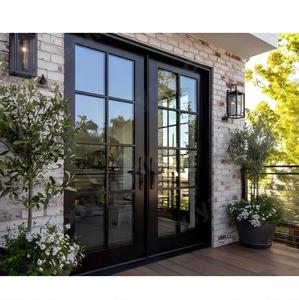 Waterproof Hurricane Impact Thermal Break Front Double Glass Aluminum French Door