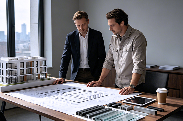 Custom entry door solution for architects