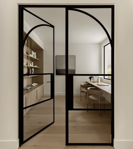 Matte Black Steel Frame Double Glazed French Glass Doors