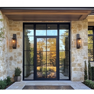 Anti-theft French Front House Exterior Entry Metal Wrought Iron Door