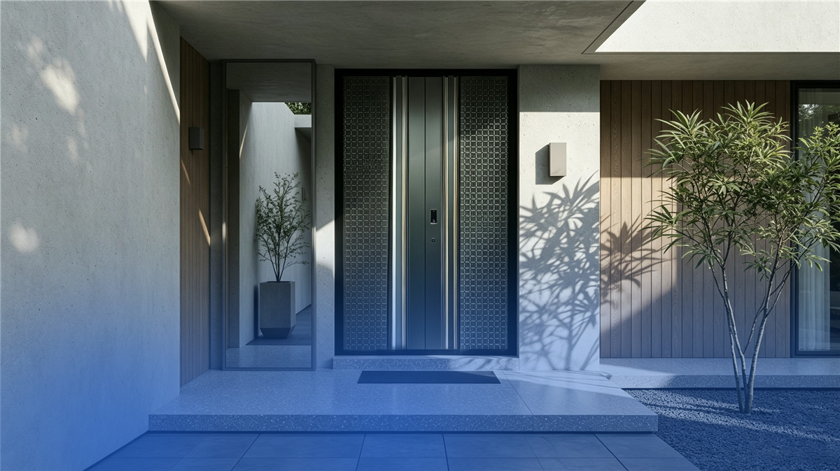 Cast aluminum entry door with 3D relief design