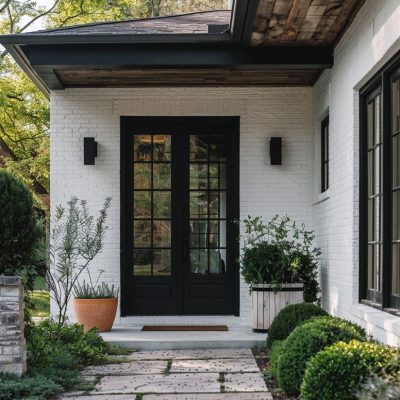 Exterior Aluminum French Doors Security Grid Design