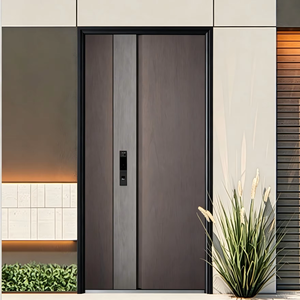 Aluminium CNC Carved Entry Door Thermal Break Fingerprint Smart Lock