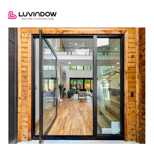 Modern Pivot Aluminum Door Glass Front Villa Entry Thermal Break Energy Efficient